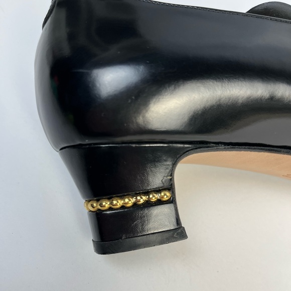 Bally Tipin Style Flex Black Leather Heels Gold Accent Size 39 - Picture 10 of 13